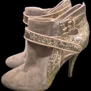 Guess Glittering Gold and Tan Heels